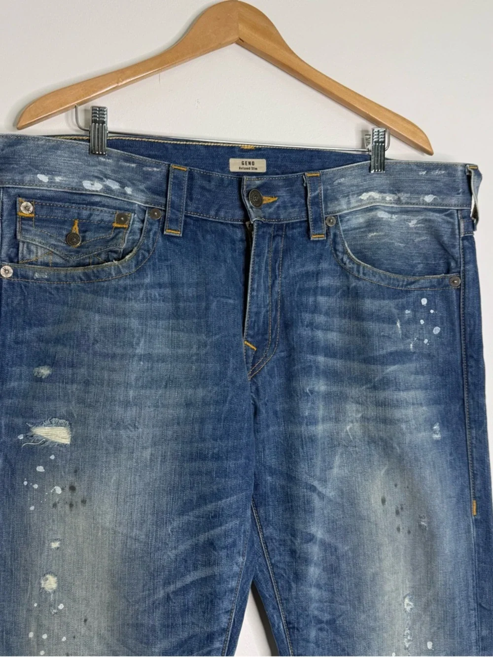True Religion Geno Relaxed Slim Jeans Men’s 36x35 Distressed USA